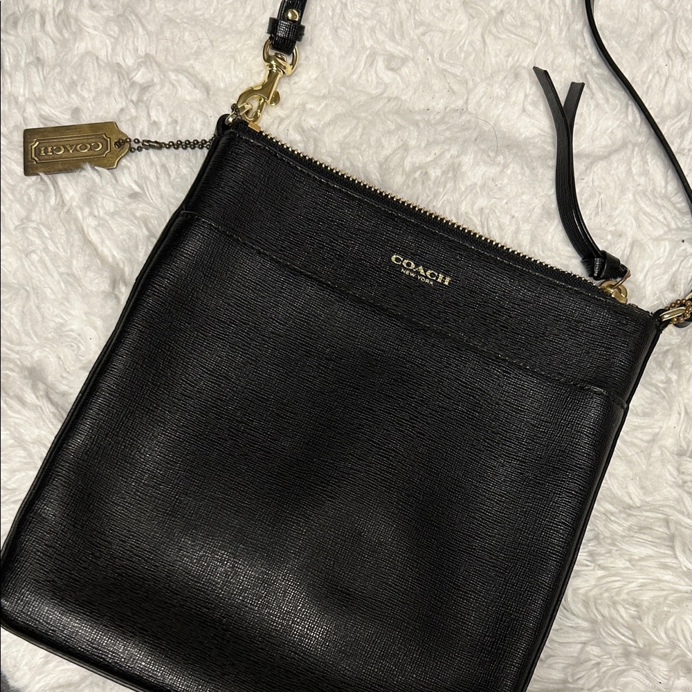 Coach Black Crossbody Bag with Gold Accents